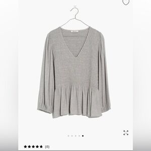 Madewell V-neck smocked peplum top